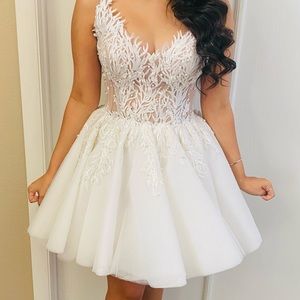 Puffy White Dress with pearls all handmade